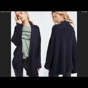 FREE PEOPLE LOW TIDE NAVY CARDIGAN SWEATER LARGE